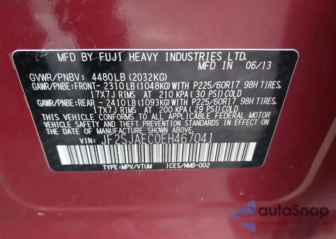 2014 Subaru Forester 2.5I Premium z USA, uszkodzony, nr VIN JF2SJAEC0EH467041